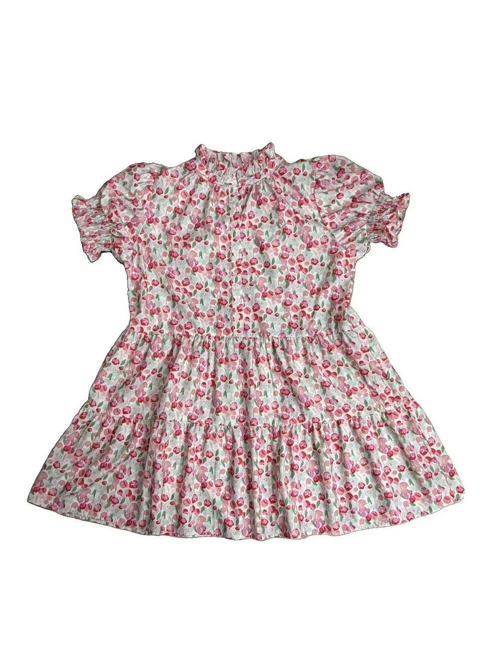 Chic Soul Floral Tiered Mini Dress 2X Pink Green Cottagecore Coquette